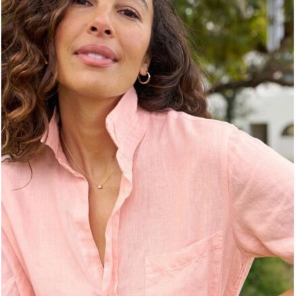 Frank & Eileen Pink/Mauve women’s linen long sleeve shirt